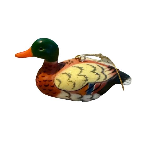 Vintage Mallard Duck Decoy Ornament Made in Hong Kong Male Hunting - Picture 1 of 6